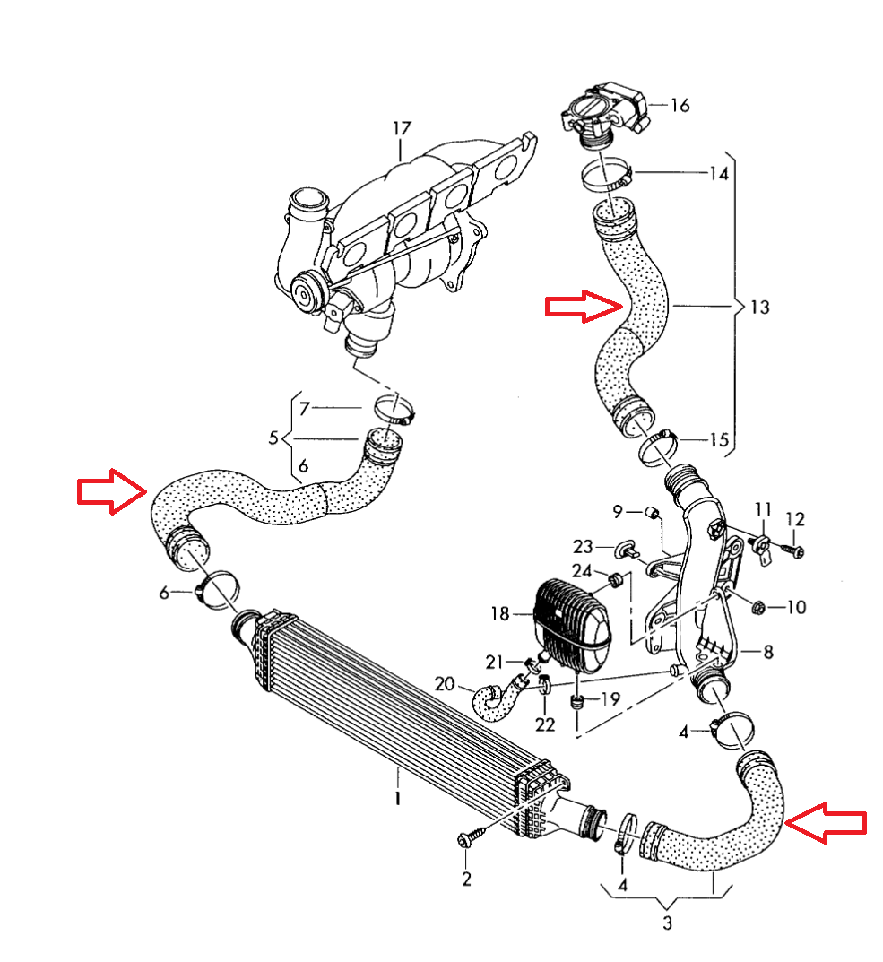 B8 A4/A5 2.0T Silicone Intercooler Hose kit