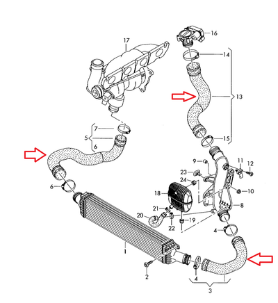 B8 A4/A5 2.0T Silicone Intercooler Hose kit